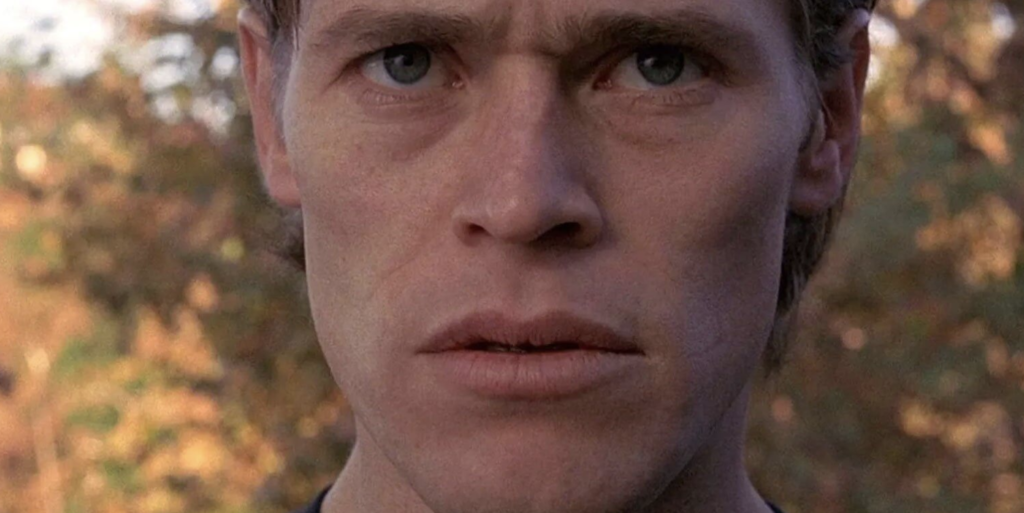 A closeup of young, hot Willem DaFoe's face.